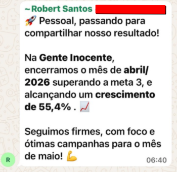 Depoimento Robert Santos — Gente Inocente, crescimento de 55,4%