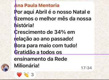 Depoimento Ana Paula — crescimento de 34% em abril